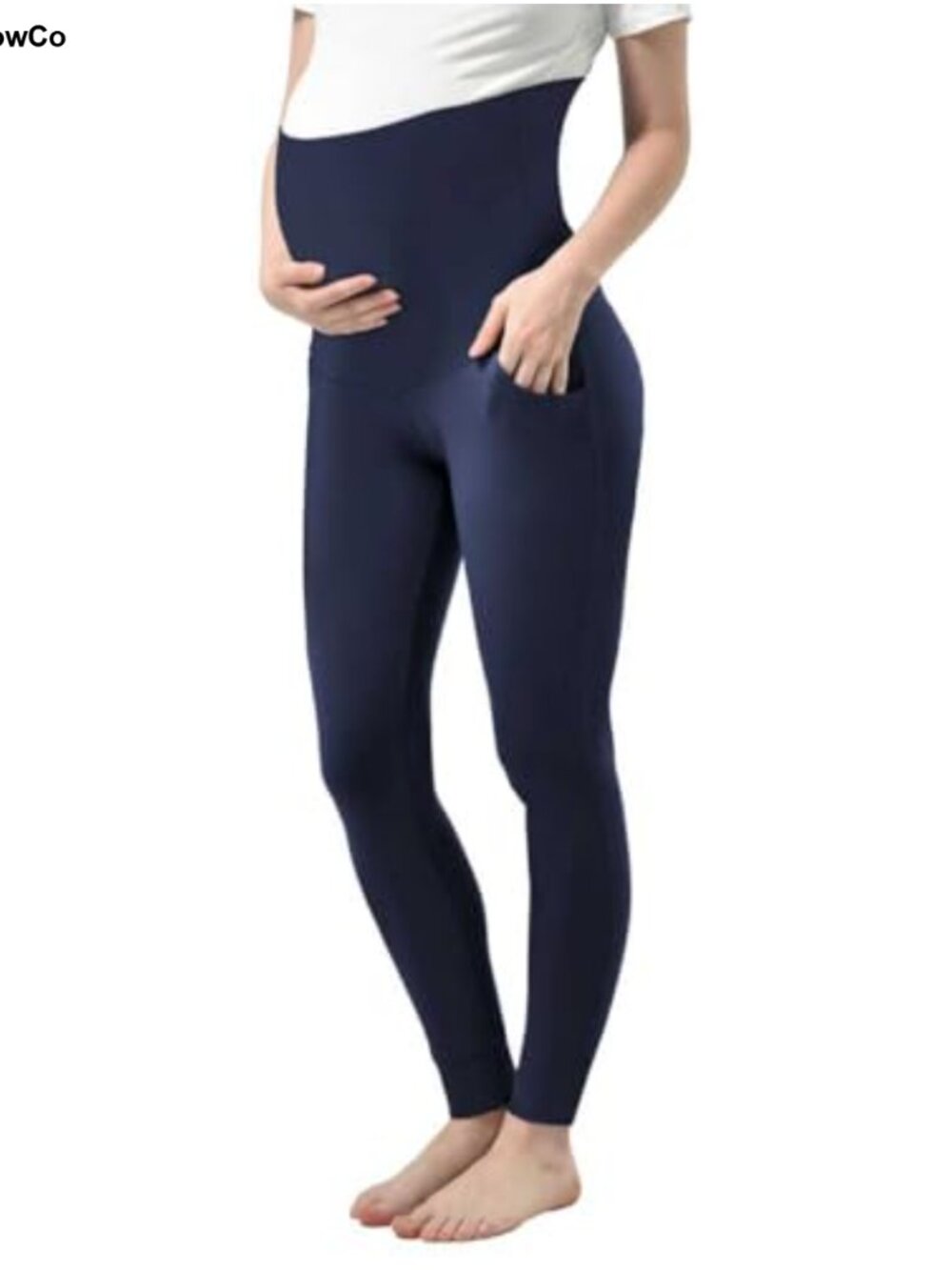 Maternity Joggers Four-Way Stretch Adjustable Waist Pockets Pregnancy Sweatpants